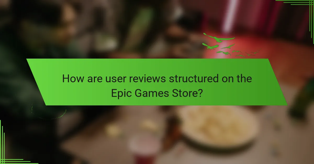 How are user reviews structured on the Epic Games Store?