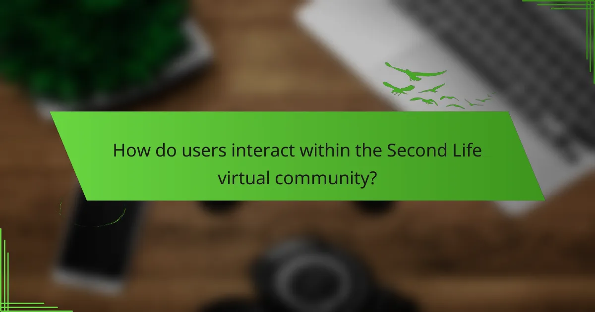 How do users interact within the Second Life virtual community?